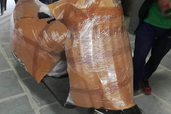 Furniture carefully wrapped with stretch film